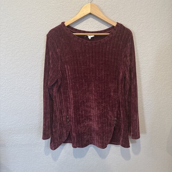 Pink Tunic Knit Sweater Size Medium Ribbed Buttons Stitch And Knot Holiday - Picture 2 of 10